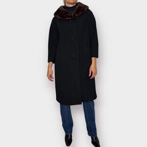 60s Michel Daniel Coat w/ Fur‎ Collar